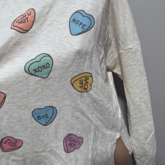 Phil Love Conversation Heart Valentine’s Day Sweatshirt Top Large - Picture 3 of 6